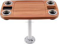 Ensemble de table pour bateau marin avec pièce à piston - 18"x34" - Pied de table amovible pour bateau ponton - 4 porte-gobelets et 2 supports pour téléphone