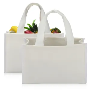 पुनर्नवीनीकरण शॉपिंग बैग सादा सफेद खाली कॉटन कैनवास टोट बीच बैग 12 ऑउंस कॉटन टोट कैनवास शॉपिंग बैग