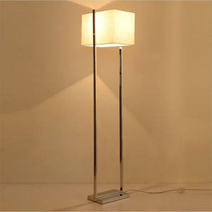 Đèn Sàn Đứng Hiện Đại Đèn Trang Trí Che Nắng Vải Trắng Hình Chữ Nhật Đục Lỗ Bằng Bạc Niken Cao Hai Tầng - Product Image 5