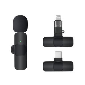 Mini micrófono inalámbrico de solapa Lavalier 2 en 1 clips Cancelación de ruido grabación altavoz BT para teléfono Android transmisión en vivo - Product Image 1