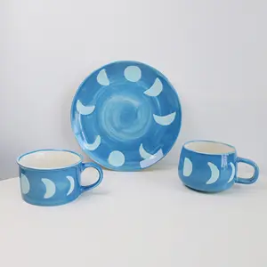 MSH Nordic Blue Handgemalte Moon Teachers Day Geschenke Porzellan Kaffeetasse