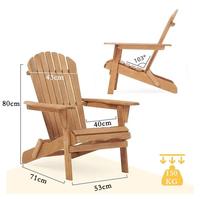Fauteuil de patio en bois massif pliable Adirondack semi-assemblé pour jardin, cour arrière, piscine