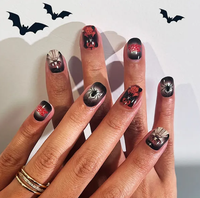 Halloween Citrouille Démon Mode Press-On Nails 24Pcs ABS Faux Ongles pour Doigts Design Élégant