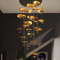 Nouveau Lustre d'escalier postmoderne tout en fer LED AC pour hôtels, villas, duplex, salons à niveaux superposés, luminaires Zhongshan