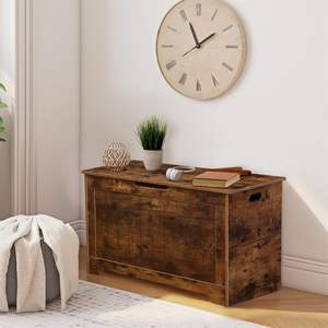 Asansör üst-rustik kahverengi oyuncak göğüs ve Entryway organizatör ile 29.5 "Retro ahşap depolama tezgahı - Product Image 5