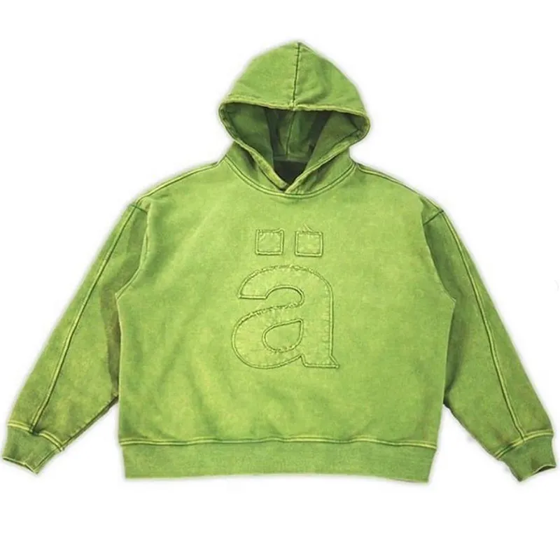 DiZNEW Green 100% Cotton Fleece hoody Sweatshirt boxy fit hoodies No string Hoodie for men
