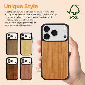 Accessoires de téléphone portable fleurs imprimées étui de téléphone portable en gros en bois de cerisier massif naturel pour <span class=keywords><strong>iPhone</strong></span> 11 12 Pro Max 13 - Product Image 1