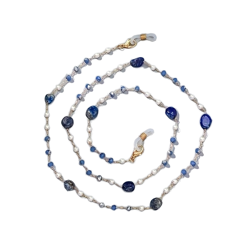 Blue Pearl Bead Glasses Chain Alloy Eyewear Neck Strap Anti-Slip ...