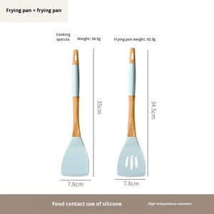 Wholesale Cookware Kitchen <b>Utensils</b> <b>Silicone</b> <b>Cooking</b> <b>Utensils</b> <b>Cooking</b> Tool with Wooden Handle - Product Image 5