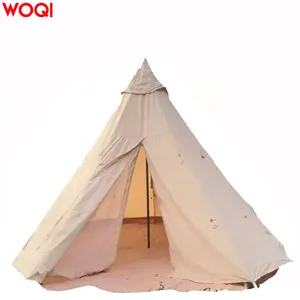 Woqi Berkemah Luar Ruangan Keluarga Piramida Yurt Teepee Tenda India 4 Musim