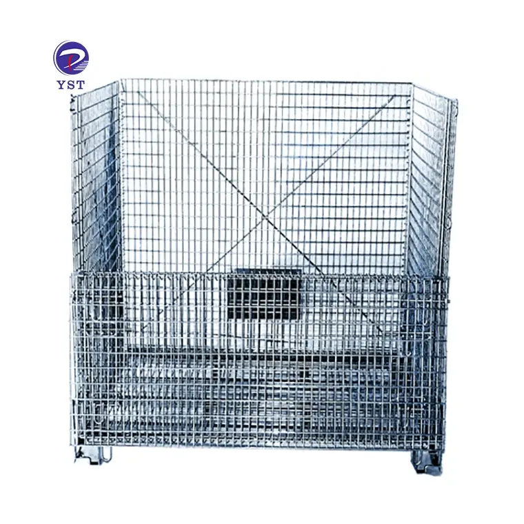 Customized Warehouse Storage Folding Steel Wire Mesh Pallet Basket Container
