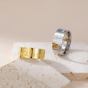 Anillo con símbolo Pi, anillo con letras griegas, banda de boda de acero inoxidable, anillo de joyería matemática, amantes de las matemáticas, regalos de cumpleaños para mujeres - Product Image 4