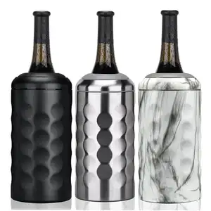 Enfriador de vino de doble pared de acero inoxidable enfriador de vino para vino blanco champán se adapta a la mayoría de botellas de tamaño estándar
