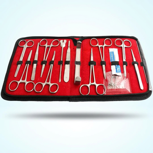 Surgical Instrument Set For Medical Students Suture Training With Scissors Forceps And <b>Needles</b> In Red <b>Case</b> Manual Operation - Product Image 1