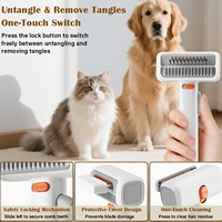 Sikat Perawatan Hewan Peliharaan 2-in-1 untuk Kucing & Anjing, Sisir Penghilang Bulu Rontok Satu Sentuhan dengan Pengunci Keamanan untuk Bulu Kusut & Terjepit