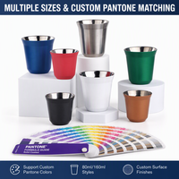 Tasse à café/espresso en acier inoxydable à double paroi, écologique, 80 ml et 160 ml, pour restaurants, camping et cadeaux promotionnels