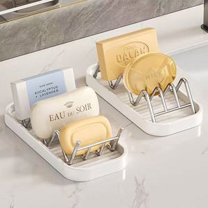 Soap Dish Soap Holder Rectangular Self <b>Drain</b> Bathroom Countertop Storage <b>Rack</b> Household Kitchenware - Product Image 1