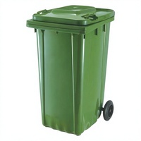 Poubelle carrée de 240 L, bac à déchets mobile avec couvercle, conteneur à ordures à roulettes pour parc, jardin, trottoir