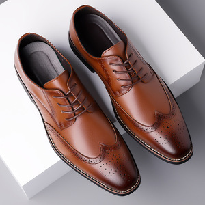 รองเท้าหนังผู้ชายทรงทางการสีดำแบบ Brogue ผูกเชือก สไตล์อ็อกซ์ฟอร์ด สำหรับใส่ทำงาน กันลื่น ไซส์ 48 - Product Image 2