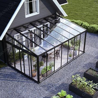 Maison de Porche Moderne Étanche 3 Saisons avec Véranda Préfabriquée en Verre sur Terrasse Attachée à la Maison