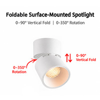 Spot LED encastrable 12W, orientable et pliable, en aluminium, pour maison et bureau, anti-éblouissement, technologie COB