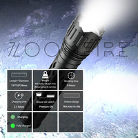 Linterna Táctica ZOOMFIRE para Exteriores, 1200Lm, IP68 Impermeable, Aleación de Aluminio, COB LED, con Interruptor de Presión y Soporte