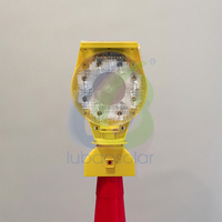 Feu de signalisation solaire personnalisé à mode clignotant, panneau solaire 0,5W, balise de sécurité extérieure rotative à 360°, visibilité PC 1500m, avec poteau