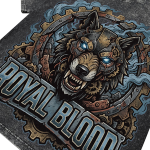 Camisetas de Algodón Transpirable para Hombre, Estilo Streetwear, Lavado Ácido Negro, de Alta Calidad, con Estampado DTG de Lobo Dentado Personalizado, para Venta al Por Mayor - Product Image 4