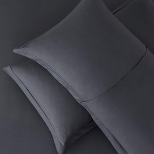 Dark <strong>Grey</strong> <strong>Duvet</strong> <strong>Cover</strong> Queen Size - 3 Piece Queen <strong>Duvet</strong> <strong>Cover</strong> Set, 1 <strong>Duvet</strong> <strong>Cover</strong> 90x90 Inches and 2 Pillow Shams - Product Image 5