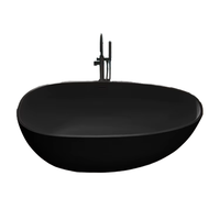 Vente en gros Baignoires à surface solide en pierre naturelle noire mate Baignoires autoportantes en marbre artificiel Baignoires et bains à remous