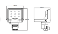 Projecteur LED PIR à détecteur de mouvement infrarouge haute puissance PDLUX PD-PIR2009 220-240V/AC, intelligent, extérieur, 50Hz AC, 3W haute puissance LED