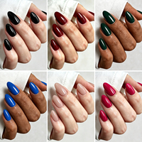 Faux ongles French Tip moyens en forme d'amande, 10 pièces, multicolores, brillants, en gel souple, à presser, pour femmes, cadeau, vente en gros, OEM