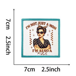 High Quality Iron on Embroidery Funny Cool Mom Tattoos Feral Mom Skull Beach Mom Patch for Outdoor Overcoat <b>Hat</b> Decoration - Product Image 6