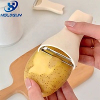 Pengupas Kentang Multifungsi Stainless Steel Berkualitas Makanan, Warna Sesuai Pesanan, Manual, untuk Mengupas Buah dan Sayuran