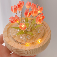 Tulipe artificielle fleur veilleuse à la main bricolage lampe de chevet LED lampe de nuit chambre décor noël anniversaire cadeaux lampe de table