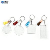 Ewang bricolage porte-clés en acrylique transparent ensemble cercle ornement gland pendentifs porte-clés vierges pour la personnalisation