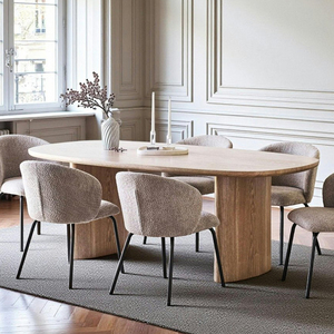 Meja Makan gaya kontemporer mewah furnitur meja makan kualitas tinggi 6 8 meja makan untuk kursi Restoran bahan kayu Oak Oval - Product Image 2