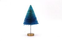 22.5Cm Mini Sapin de Noël Artificiel en Sisal Givré Base en Bois Pin avec Brosse à Bouteille Décoration de Noël Festive
