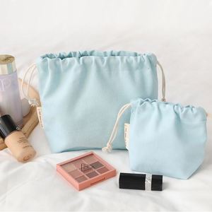 Sac à cordon personnalisé OEM de petite taille, couleur violette, 16*13cm, 8oz, 100% coton, avec soufflet inférieur - Product Image 3