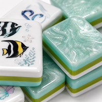 Tuiles de Mahjong Américaines Série Corail Marin, Ensemble Nautique Acrylique 4 Couches Nacré Marbré, Logo Personnalisé OEM Vente en Gros