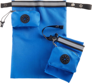 Porte-sacs à déjections canines pour sacs usagés avec distributeur de sacs à excréments, blocage des odeurs, doublure étanche, bande réfléchissante pour la promenade des chiens, la randonnée - Product Image 1