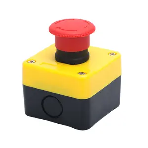 Caja de Control de plástico impermeable, botón de cabeza de seta roja con parada de emergencia, 1 sin caja de interruptor, directo de fábrica