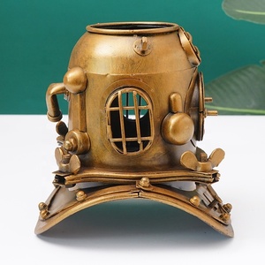 धातु डाइविंग हैड मॉडल रेट्रो हैट मॉडल मूर्ति पेंसिल कप प्राचीन कालीन पेन कंटेनर धारक घर कार्यालय सजावट - Product Image 3