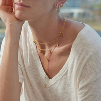 Collier en forme de Y en acier inoxydable plaqué or 18 carats avec fleurs et zirconiums cubiques blancs étincelants, bijoux élégants pour femmes de J&D Jewelry