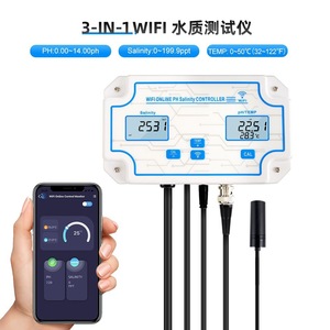 Analizador de Calidad del Agua 3 en 1 con Wifi W2825, Monitor de pH, Salinidad y Temperatura para Piscinas, Laboratorios y Acuicultura - Product Image 1