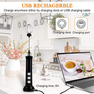 Tragbarer elektrischer Milch auf schäumer USB Edelstahl Milch auf schäumer Hands chäumer Schneebesen Kaffee Schaums tab - Product Image 2