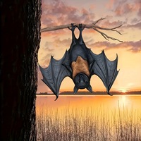 Décoration de pendentif chauve-souris de style européen et américain pour Halloween, décor d'ambiance d'horreur extérieur, accessoire de statue de vampire nocturne