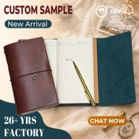 Carnet en cuir A6 personnalisé avec logo, couverture souple, élastique, échantillon gratuit, boucle métallique, carnet de voyage – Vente en gros