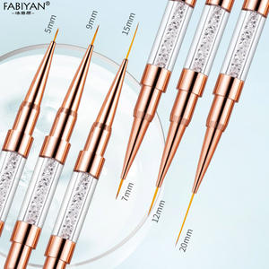 Pinceau professionnel pour nail art, manche métallique, nylon ondulé, double embout, pour photothérapie, détails, liner doré, salon de manucure - Product Image 2