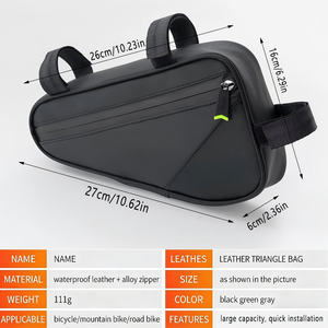 Sacoche de selle triangulaire imperméable Maidoli pour vélo, grande capacité, pochette de rangement pour tube supérieur, en tissu Oxford sécurisé, pour <span class=keywords><strong>VTT</strong></span> et vélo de route - Product Image 6